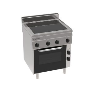Cucina elettrica vetroceramica con 4 zone riscaldanti su forno elettrico a convezione con 1 griglia e 1 teglia