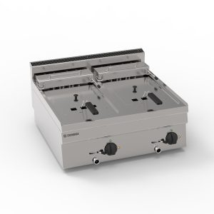 Friggitrice elettrica vasca doppia 8+8lt con elementi riscaldanti in vasca basculanti top – cestelli e coperchi inclusi – Tecnoinox