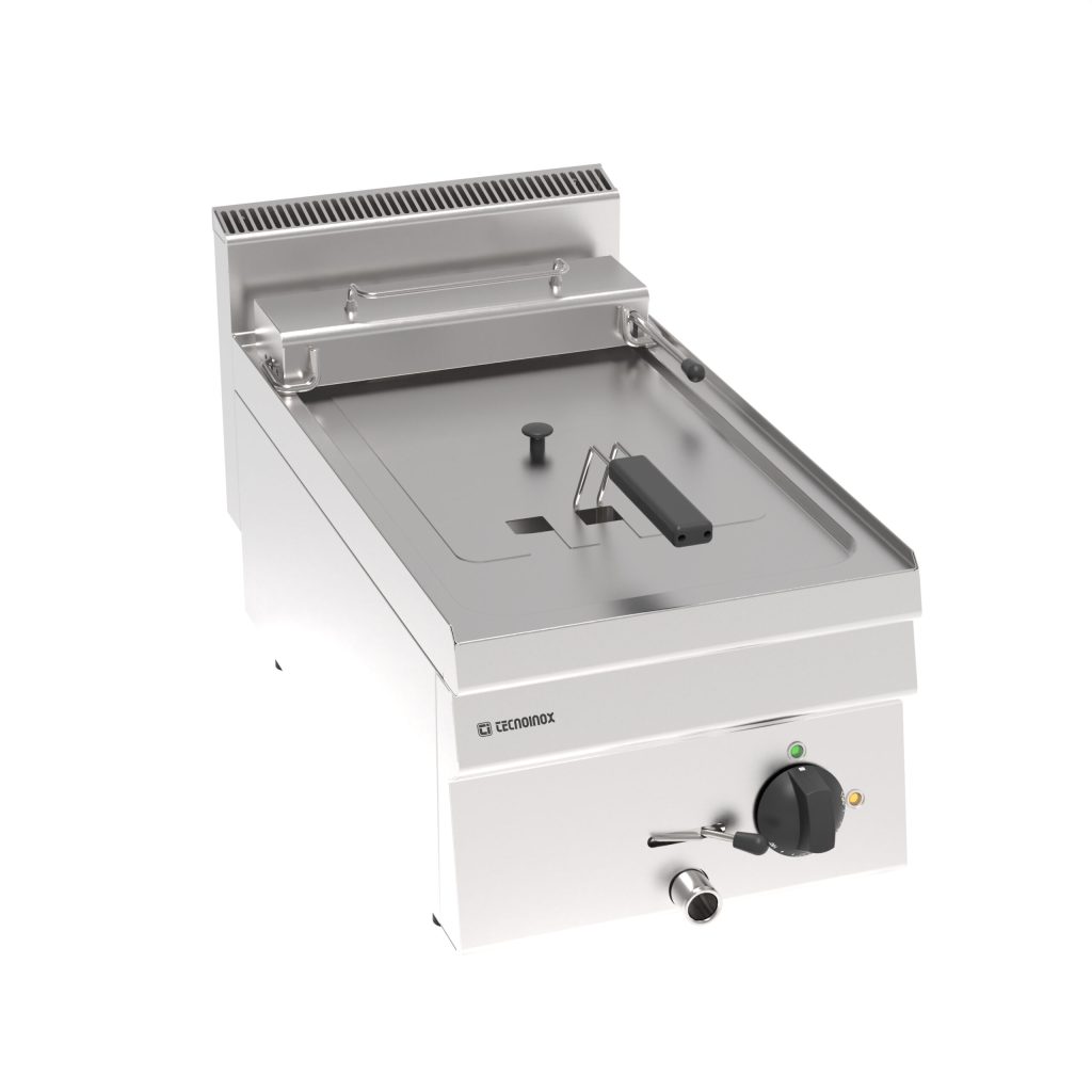 Friggitrice elettrica vasca singola 8lt con elementi riscaldanti in vasca basculanti top – cestelli e coperchi inclusi