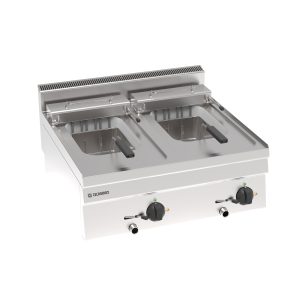 Friggitrice elettrica vasca doppia 8+8lt con elementi riscaldanti in vasca basculanti top – cestelli e coperchi inclusi – Tecnoinox
