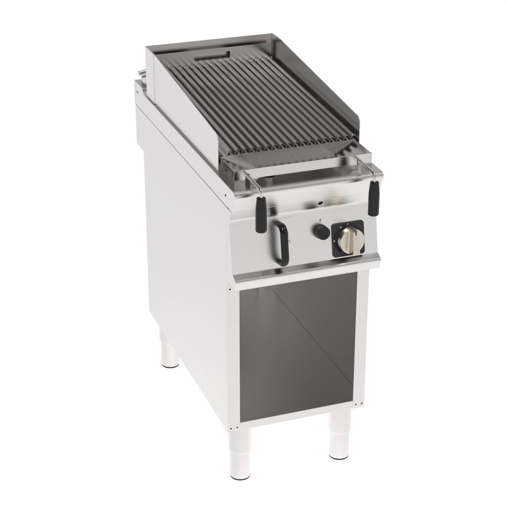 Griglia gas a pietra lavica freestanding su vano aperto
