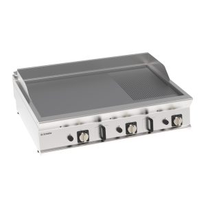 Fry-Top gas piastra 1/3 rigata cromata spazzolata top