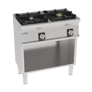 Piano cottura gas ermetico 2 fuochi con griglia in ghisa freestanding su vano aperto