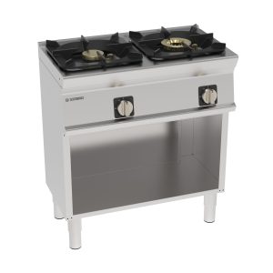 Piano cottura gas ermetico 2 fuochi Super con griglia in ghisa freestanding su vano aperto