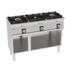 Piano cottura gas ermetico 3 fuochi Super con griglia in ghisa freestanding su vano aperto