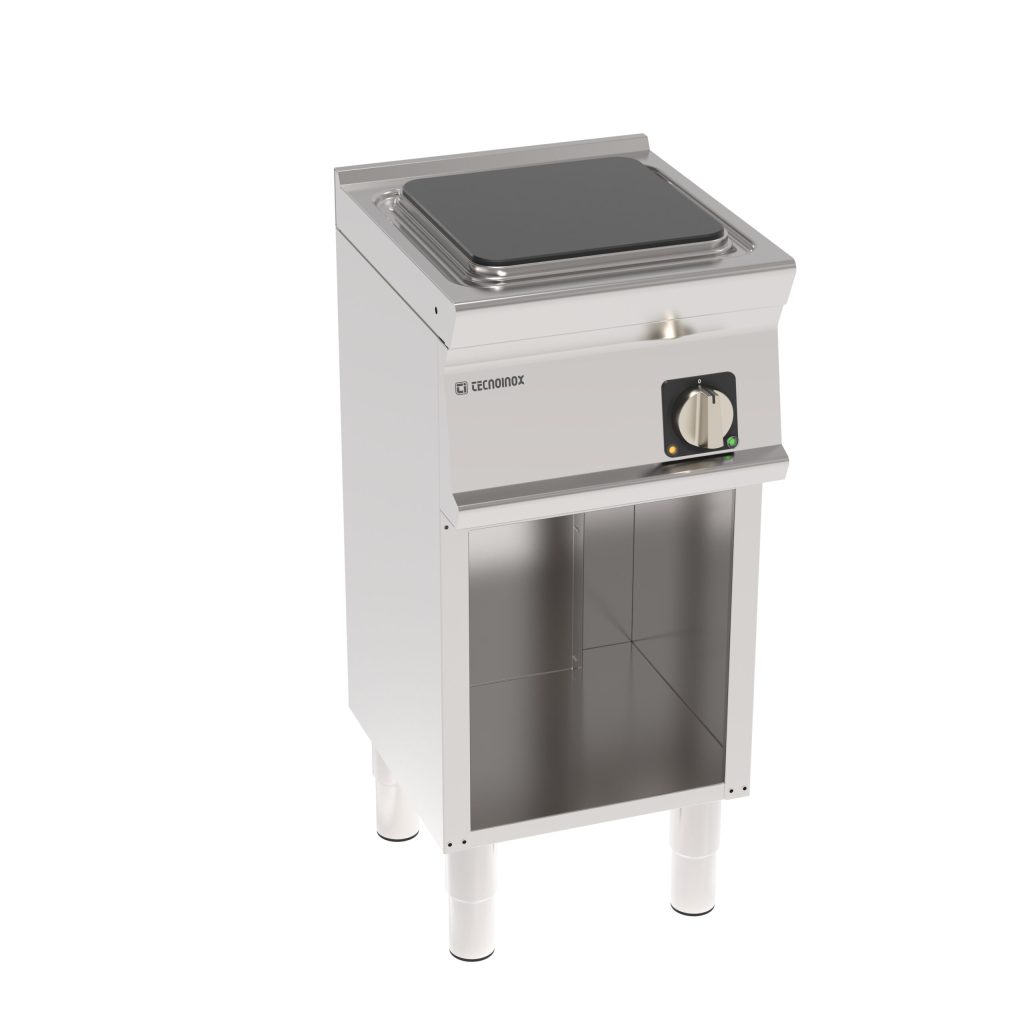 Piano cottura elettrico 1 piastra ermetica quadra (30x30cm – 11.8×11.8in) freestanding su vano aperto