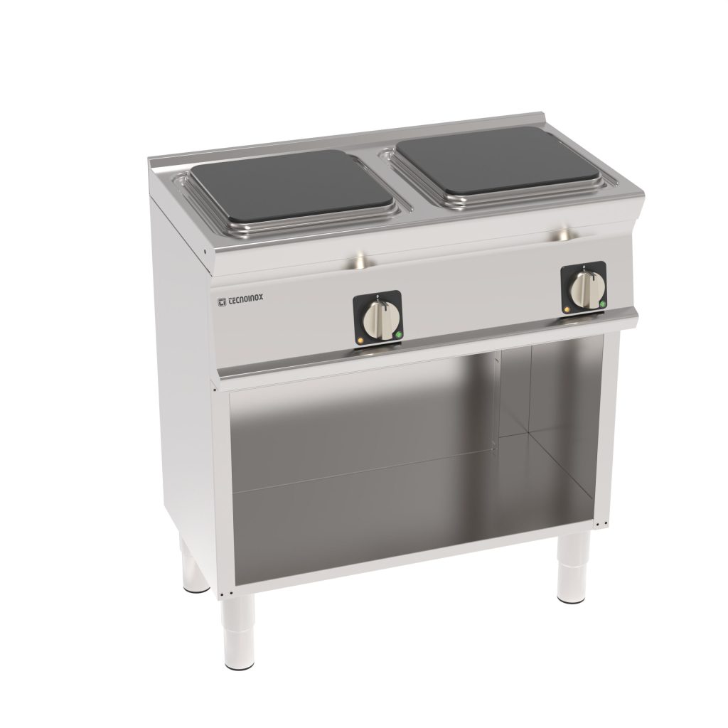 Piano cottura elettrico 2 piastre ermetiche quadre (30x30cm – 11.8×11.8in) freestanding su vano aperto