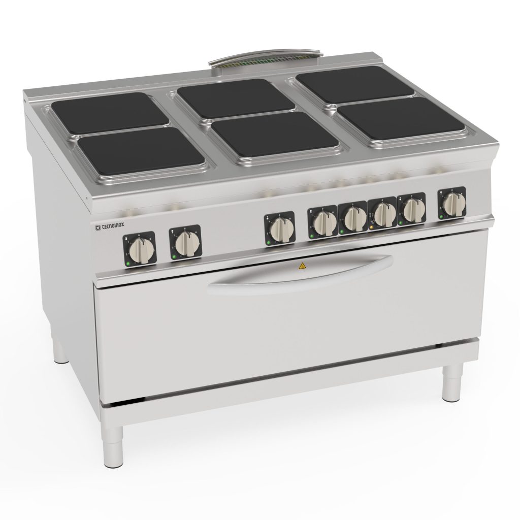 Cucina elettrica 6 piastre quadre con forno elettrico full-size
