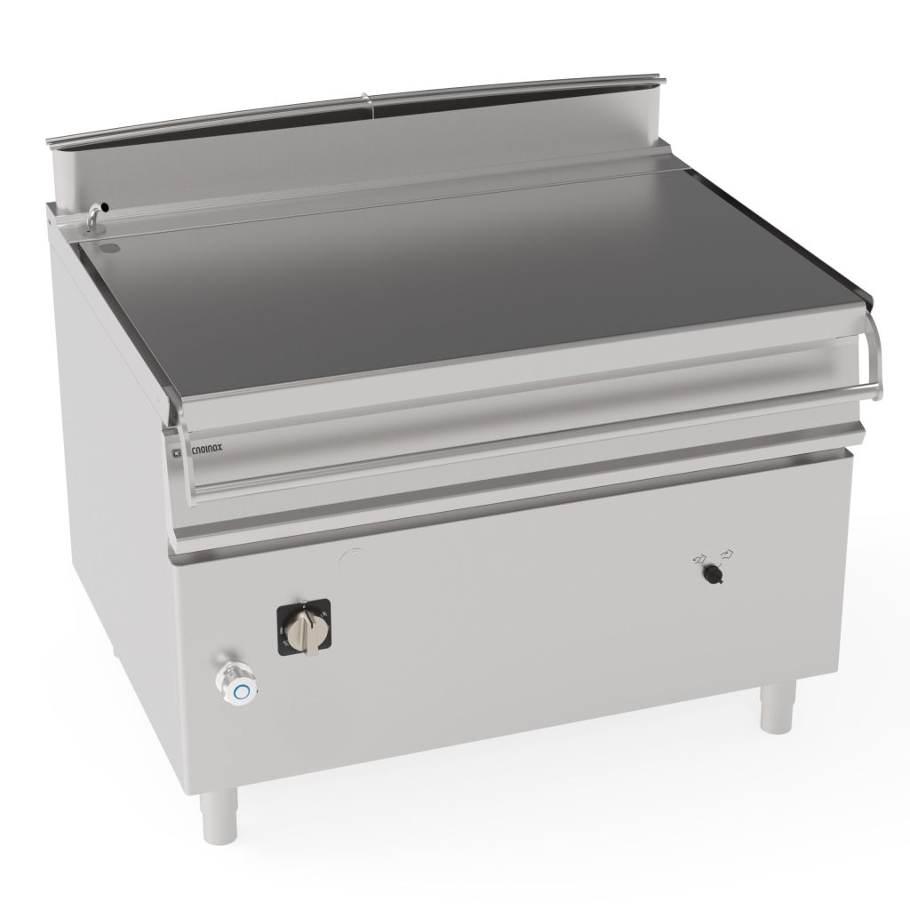 Brasiera 120lt elettrica basculante con vasca in acciaio inox AISI 304 freestanding su vano chiuso – sollevamento motorizzato