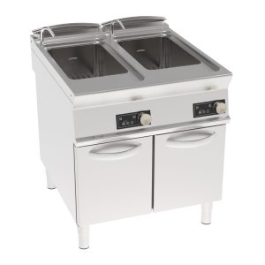 Cuocipasta elettrico vasca doppia 40+40lt GN1/1 freestanding su vano chiuso a controllo elettronico – cestelli non inclusi