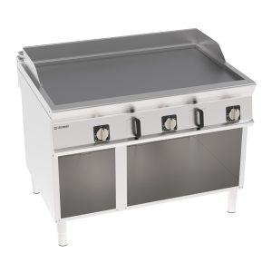 Fry-Top elettrico piastra liscia cromata spazzolata freestanding su vano aperto