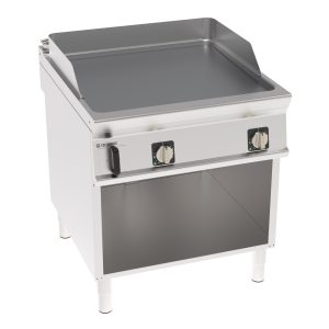 Fry-Top elettrico piastra liscia cromata spazzolata freestanding su vano aperto