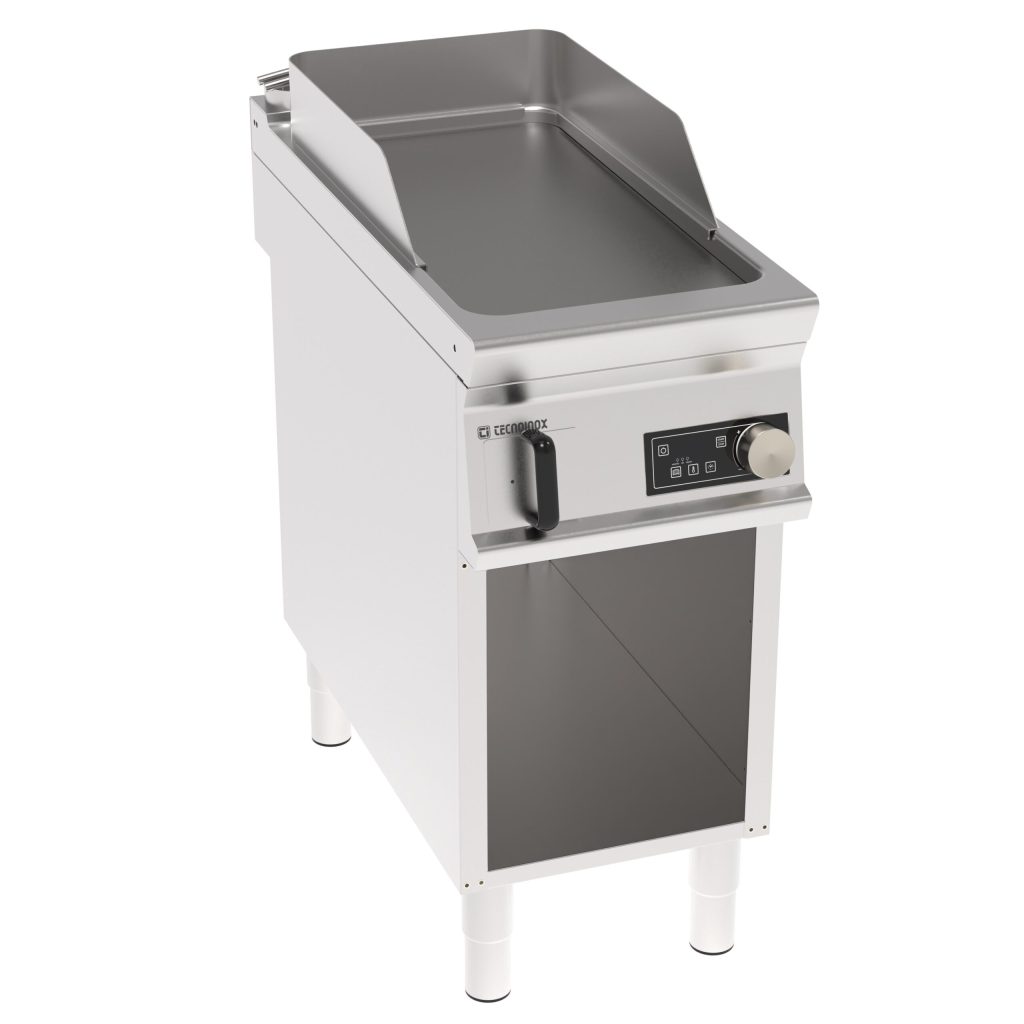 Fry-Top elettrico piastra liscia freestanding su vano aperto, controllo elettronico