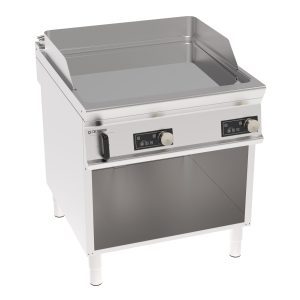 Fry-Top elettrico piastra liscia cromata a controllo elettronico freestanding su vano aperto
