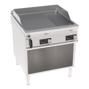 Fry-Top elettrico piastra 1/3 rigata cromata spazzolata a controllo elettronico freestanding su vano aperto
