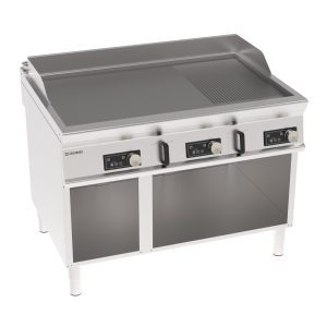 Fry-Top elettrico piastra 1/3 rigata a controllo elettronico freestanding su vano aperto