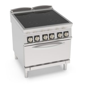 2-IN-1 Cucina con piano cottura induzione da 80 cm con 4 zone indipendenti di cottura su forno elettrico statico GN 2/1 con 1 griglia