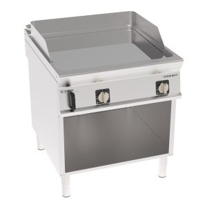 Fry-Top elettrico piastra liscia cromata freestanding su vano aperto con tecnologia EVENHEAT