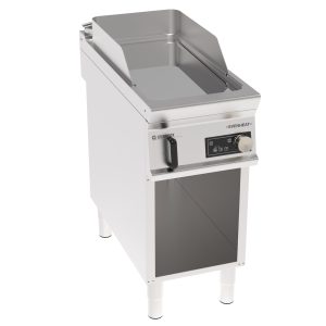 Fry-Top elettrico piastra liscia cromata a controllo elettronico freestanding su vano aperto con tecnologia EVENHEAT