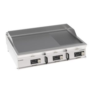Fry-Top elettrico piastra 1/3 rigata cromata spazzolata a controllo elettronico top con tecnologia EVENHEAT