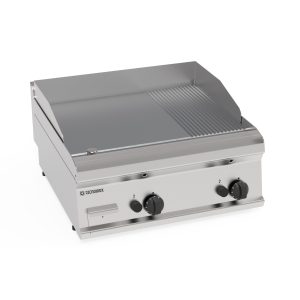 Fry-Top gas piastra 1/3 rigata cromata spazzolata top