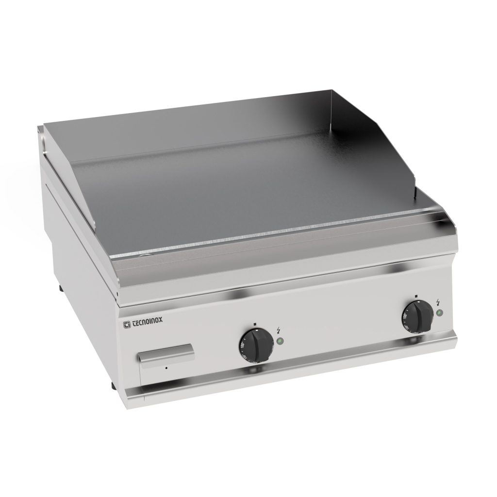 Fry-Top elettrico piastra liscia cromata spazzolata top
