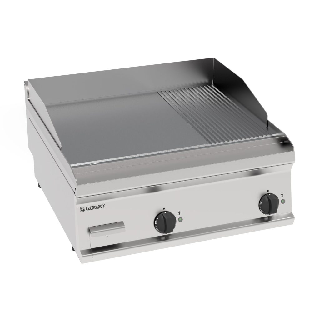 Fry-Top elettrico piastra 1/3 rigata cromata spazzolata top
