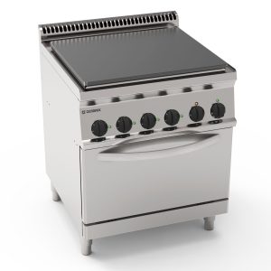 Cucina elettrica tutta piastra su forno elettrico statico GN2/1 con 1 griglia