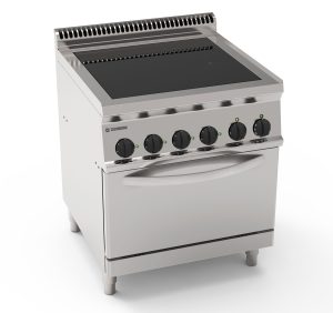 Cucina elettrica vetroceramica su forno elettrico statico GN2/1 con 1 griglia