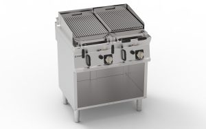 Griglia gas a pietra lavica freestanding su vano aperto