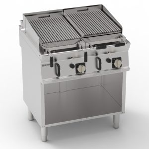 Griglia gas a pietra lavica freestanding su vano aperto