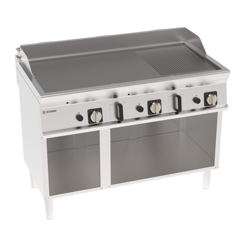 Fry-Top gas piastra 1/3 rigata freestanding su vano aperto