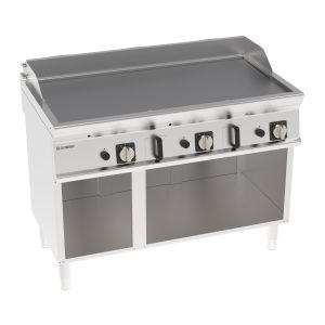 Fry-Top gas piastra liscia cromata spazzolata freestanding su vano aperto
