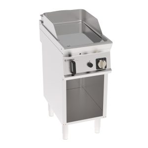 Fry-Top gas piastra liscia cromata freestanding su vano aperto