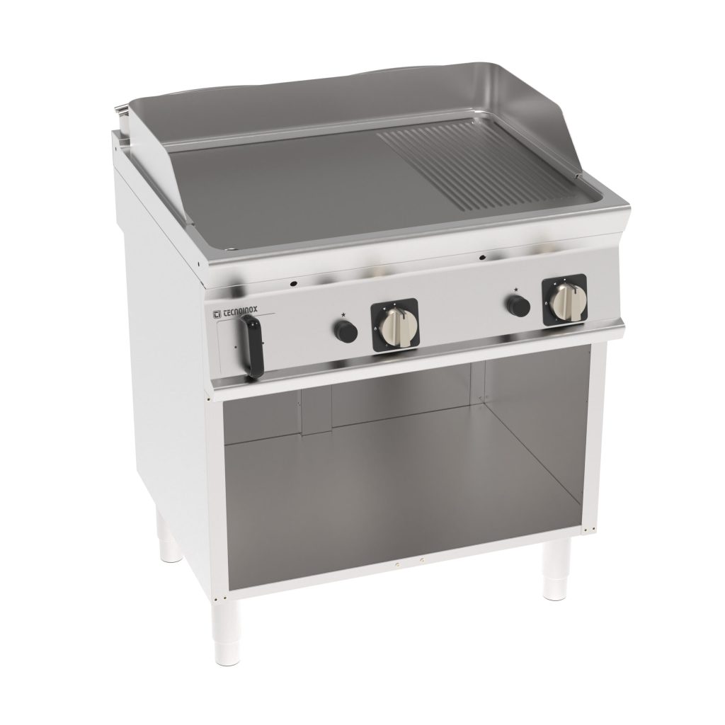 Fry-Top gas piastra 1/3 rigata freestanding su vano aperto