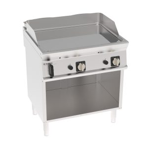 Fry-Top gas piastra liscia cromata freestanding su vano aperto