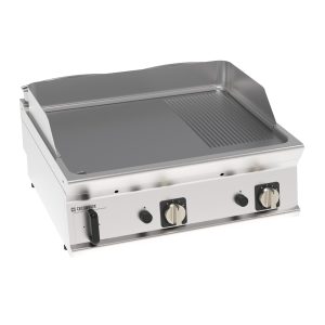 Fry-Top gas piastra 1/3 rigata cromata spazzolata top