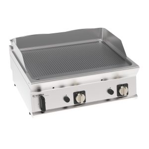 Fry-Top gas piastra rigata cromata spazzolata top