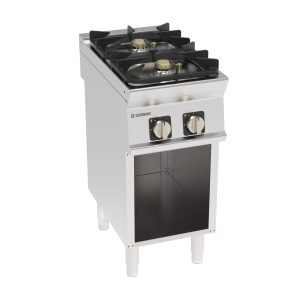 Piano cottura ermetico gas 2 fuochi Super con griglie in ghisa freestanding su vano aperto