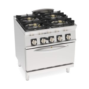 Cucina gas ermetico 4 fuochi Super con forno gas statico GN2/1 e 1 griglia