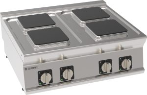 Piano cottura elettrico 4 piastre ermetiche quadre (22x22cm – 8.7×8.7in) top – Tecnoinox