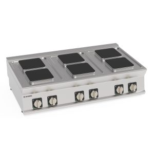 Piano cottura elettrico 6 piastre ermetiche quadre (22x22cm – 8.7×8.7in) top – Tecnoinox