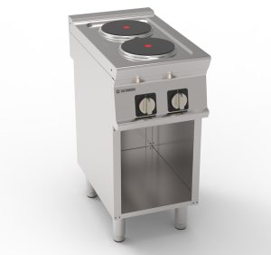 Piano cottura elettrico 2 piastre ermetiche tonde (diam 22cm – 8.7in) freestanding su vano aperto – Tecnoinox