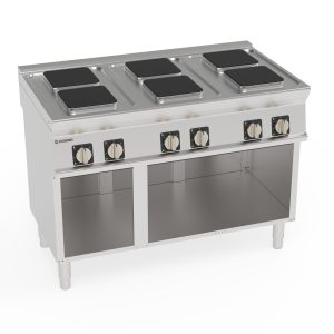 Piano cottura elettrico 6 piastre ermetiche quadre (22x22cm – 8.7×8.7in) freestanding su vano aperto – Tecnoinox