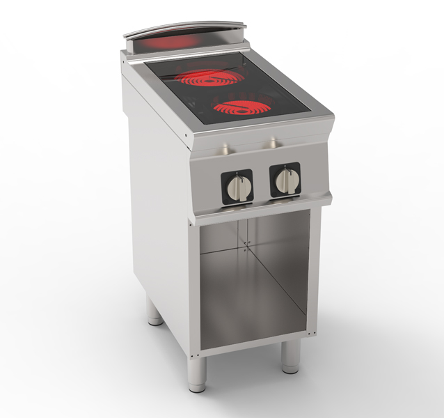 Piano cottura elettrico in vetroceramica 2 zone riscaldanti freestanding su vano aperto – Tecnoinox