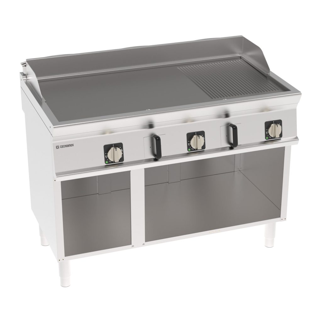 Fry-Top elettrico piastra 1/3 rigata freestanding su vano aperto