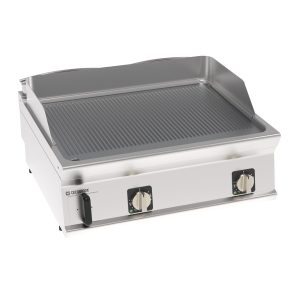 Fry-Top elettrico piastra rigata cromata spazzolata top