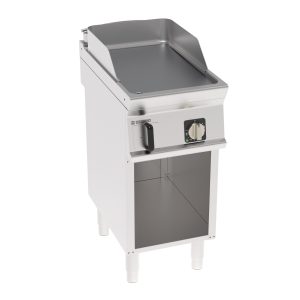 Fry-Top elettrico piastra liscia cromata spazzolata freestanding su vano aperto