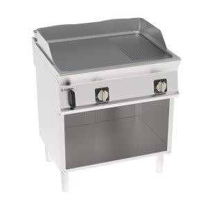 Fry-Top elettrico piastra 1/3 rigata cromata spazzolata freestanding su vano aperto