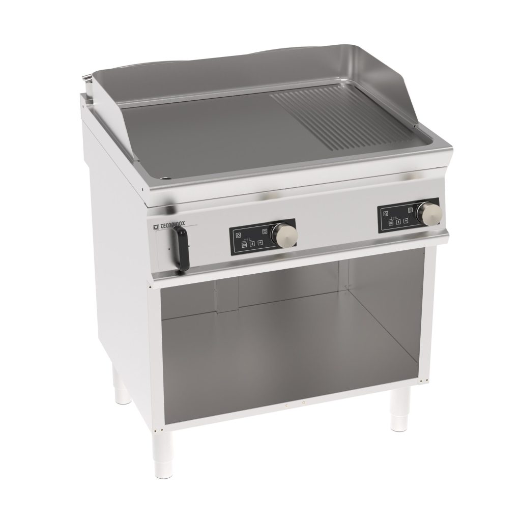 Fry-Top elettrico piastra 1/3 rigata a controllo elettronico freestanding su vano aperto